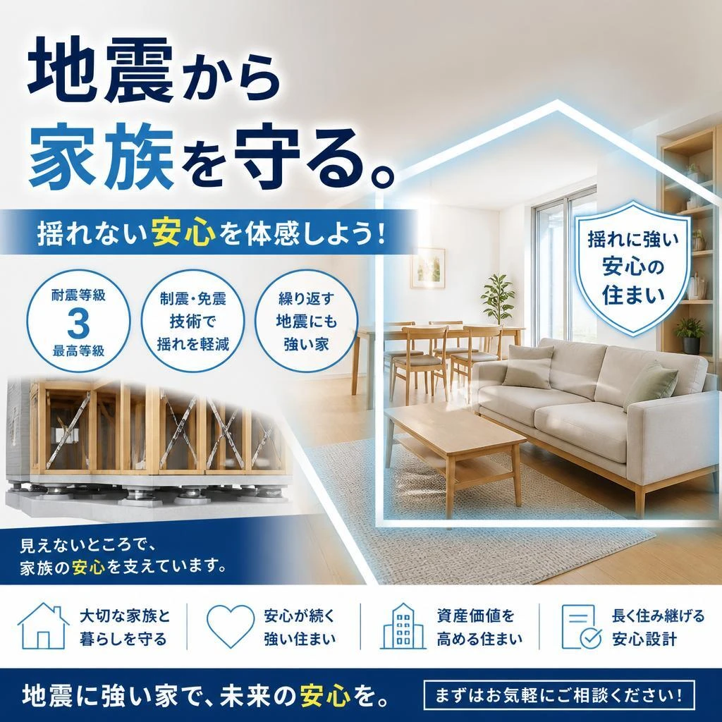 地震から家族を守る。揺れない安心を体感しよう！